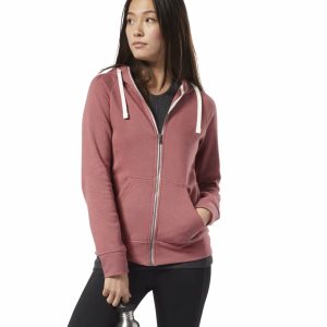 Reebok Training Essentials Full-Zip Kapuzenpullover Damen - Rosa - DE 680-EJD